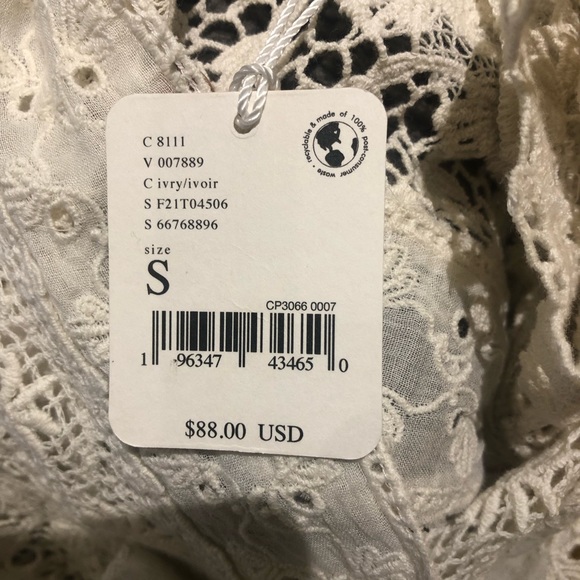 NWT Free People FP One Amelie Crochet Lace Top in Ivory sz S - Picture 4 of 4